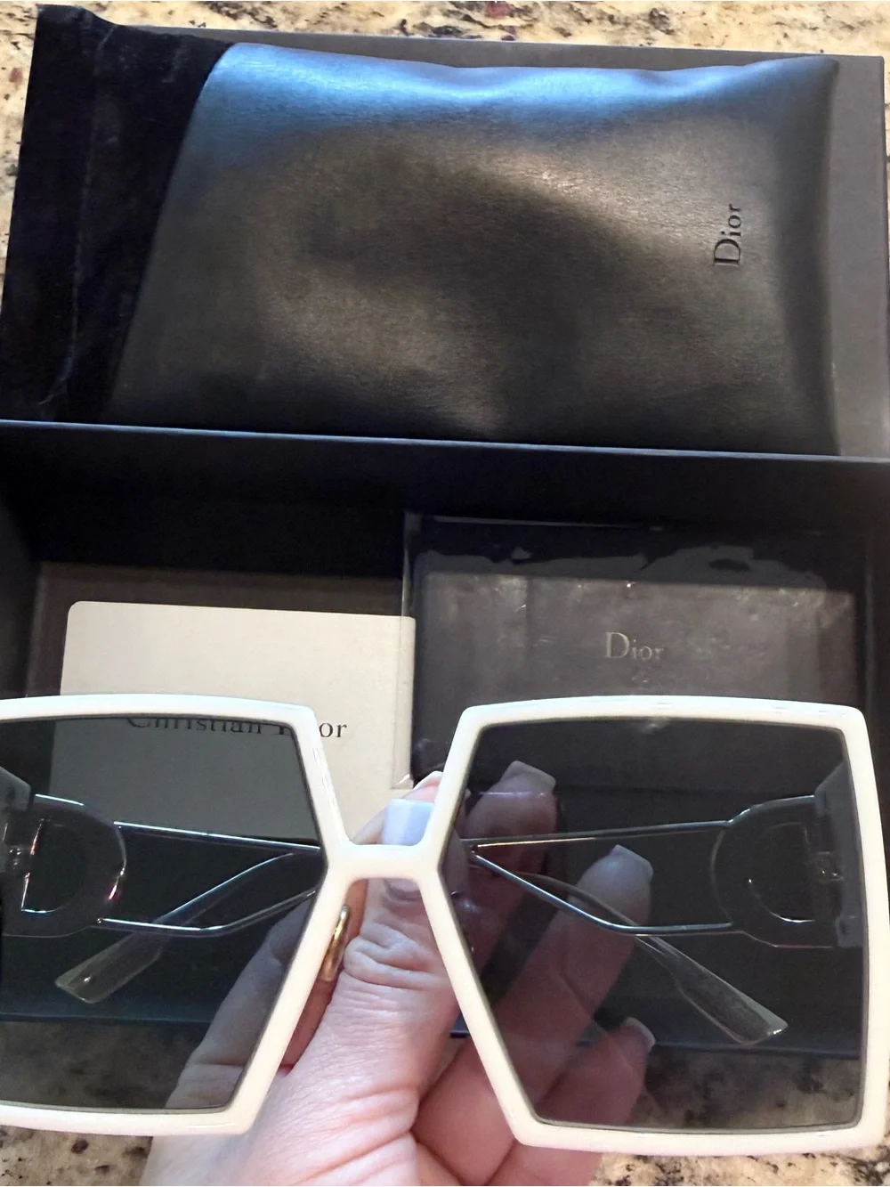 Dior White Gradient 30 Montaigne Square Sunglasses